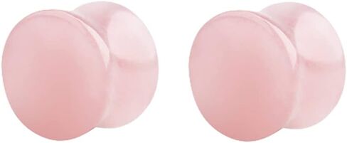 Pierced Owl - Rose Quartz Natural Stone Double Flared Plugs, Sold as a Pair in Saudi Arabia