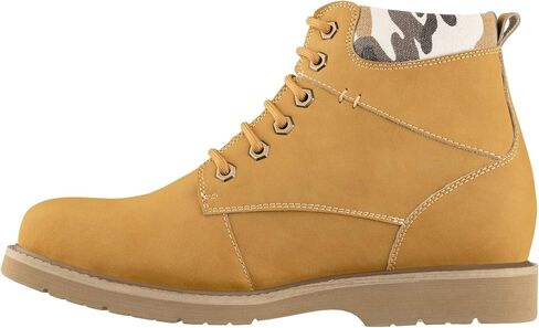 أحذية CALTO الرجالية غير المرئية لزيادة الارتفاع - أحذية عمل جلدية برباط بمقدمة مستديرة - طول 3.2 بوصة in Kuwait