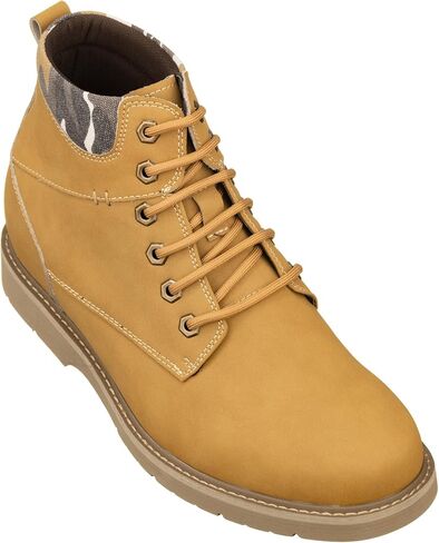 أحذية CALTO الرجالية غير المرئية لزيادة الارتفاع - أحذية عمل جلدية برباط بمقدمة مستديرة - طول 3.2 بوصة in Kuwait