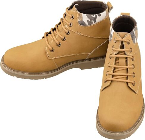 أحذية CALTO الرجالية غير المرئية لزيادة الارتفاع - أحذية عمل جلدية برباط بمقدمة مستديرة - طول 3.2 بوصة in Kuwait