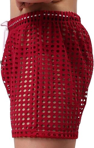 Banana Bucket US Mens Hollow Openwork Drawstring Lounge Underwear Boxer Shorts in Saudi Arabia