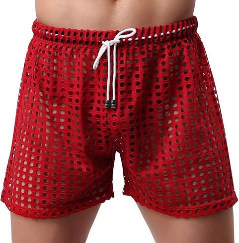 Banana Bucket US Mens Hollow Openwork Drawstring Lounge Underwear Boxer Shorts in Saudi Arabia
