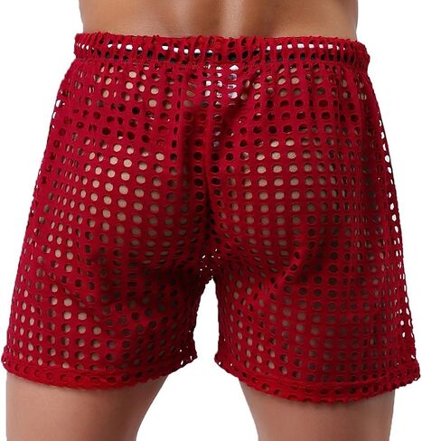 Banana Bucket US Mens Hollow Openwork Drawstring Lounge Underwear Boxer Shorts in Saudi Arabia