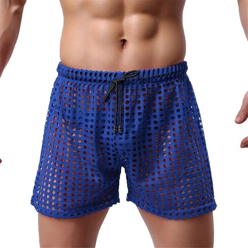 Banana Bucket US Mens Hollow Openwork Drawstring Lounge Underwear Boxer Shorts in Saudi Arabia