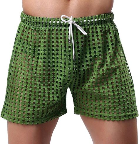Banana Bucket US Mens Hollow Openwork Drawstring Lounge Underwear Boxer Shorts in Saudi Arabia
