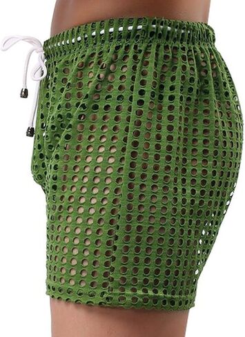 Banana Bucket US Mens Hollow Openwork Drawstring Lounge Underwear Boxer Shorts in Saudi Arabia
