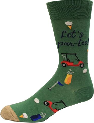 Hot Sox Men's Let's Par-Tee Crew Socks 1 Pair, Green, Shoe Size: 6-12.5 in Kuwait