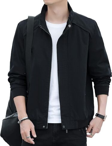 Nantersan Men's Casual Lightweight Jacket Washed Cotton Stand Collar Outdoor Military Coat Windbreaker Jackets in Saudi Arabia