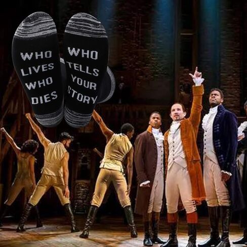 JXGZSO Who Tells Your Story Hamilton Musical Quote Socks Broadway Musical Fan Gift in Saudi Arabia