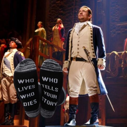 JXGZSO Who Tells Your Story Hamilton Musical Quote Socks Broadway Musical Fan Gift in Saudi Arabia
