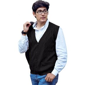 TINKUY Peru - Peruvian Alpaca Wool - Men´s Knitwear V-Neck Jacquard Vest Sweater Waistcoat