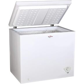 Koolatron Large Chest Freezer, 7.0 cu ft (195L), White, Manual Defrost Deep Freeze, Storage Basket, Space-Saving Flat Back, Stay-Open Lid, Front-Access Drain, for Basement, Laundry Room, Cottage in Kuwait