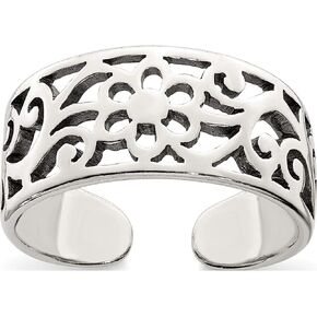 Sterling Silver Antiqued Floral Toe Ring - Jewelry By Sweet Pea in Saudi Arabia