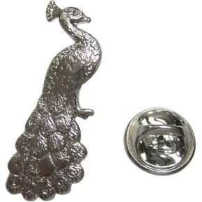 Kiola Designs Silver Toned Sitting Peacock Bird Lapel Pin in Saudi Arabia