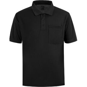Men's Short Sleeve Polo Shirt Moisture Wicking Performance Dry Fit Golf Polo with Pocket