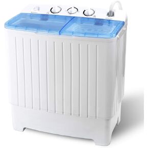 JupiterForce 2 In 1 Portable Mini Compact Twin Tub Washing Machine 17.6 LB Laundry Washer Spinner Combo Machine w/Timer Control, Gravity Drain and Inlet Water Hose for Apartment,Dorms and RV in Kuwait