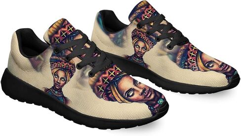 Sonzj-II Womens Mens Tennis Shoes,Athletic Fashion African Woman Drawing Cool Sneaker for Girl,Boy,Gym,Walking,Hiking,Jogging,Running,Travel and More in Kuwait