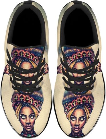 Sonzj-II Womens Mens Tennis Shoes,Athletic Fashion African Woman Drawing Cool Sneaker for Girl,Boy,Gym,Walking,Hiking,Jogging,Running,Travel and More in Kuwait