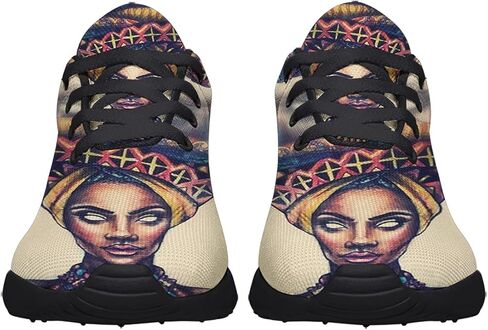 Sonzj-II Womens Mens Tennis Shoes,Athletic Fashion African Woman Drawing Cool Sneaker for Girl,Boy,Gym,Walking,Hiking,Jogging,Running,Travel and More in Kuwait