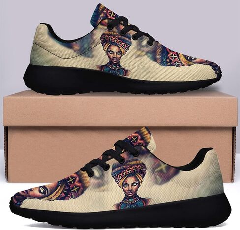 Sonzj-II Womens Mens Tennis Shoes,Athletic Fashion African Woman Drawing Cool Sneaker for Girl,Boy,Gym,Walking,Hiking,Jogging,Running,Travel and More in Kuwait
