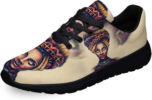 Sonzj-II Womens Mens Tennis Shoes,Athletic Fashion African Woman Drawing Cool Sneaker for Girl,Boy,Gym,Walking,Hiking,Jogging,Running,Travel and More in Kuwait