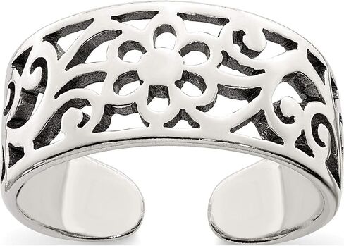 Sterling Silver Antiqued Floral Toe Ring - Jewelry By Sweet Pea in Saudi Arabia