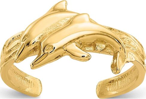 14K Yellow Gold Dolphin Toe Ring - Jewelry By Sweet Pea in Saudi Arabia