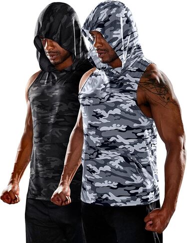 TSLA 2 Pack Men's Muscle Tank Tops, Dry Fit Sleeveless Hoodie Workout Shirts, Cut Off Athletic Gym Shirt in Saudi Arabia