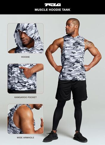 TSLA 2 Pack Men's Muscle Tank Tops, Dry Fit Sleeveless Hoodie Workout Shirts, Cut Off Athletic Gym Shirt in Saudi Arabia