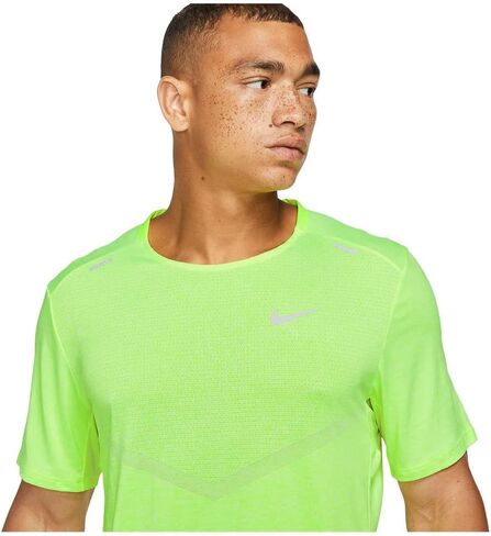 تيشيرت الجري Dri-FIT Rise 365 بأكمام قصيرة من Nike للرجال (فولت/فضي عاكس) مقاس كبير in Kuwait