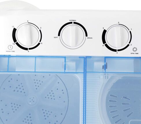 JupiterForce 2 In 1 Portable Mini Compact Twin Tub Washing Machine 17.6 LB Laundry Washer Spinner Combo Machine w/Timer Control, Gravity Drain and Inlet Water Hose for Apartment,Dorms and RV in Kuwait