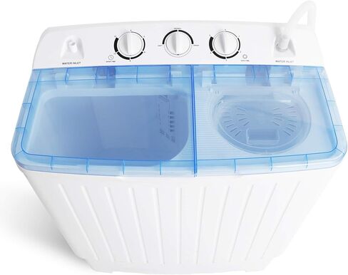 JupiterForce 2 In 1 Portable Mini Compact Twin Tub Washing Machine 17.6 LB Laundry Washer Spinner Combo Machine w/Timer Control, Gravity Drain and Inlet Water Hose for Apartment,Dorms and RV in Kuwait