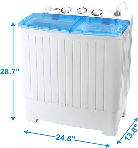JupiterForce 2 In 1 Portable Mini Compact Twin Tub Washing Machine 17.6 LB Laundry Washer Spinner Combo Machine w/Timer Control, Gravity Drain and Inlet Water Hose for Apartment,Dorms and RV in Kuwait
