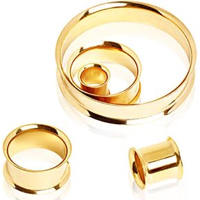 Covet Jewelry Gold Plated Flesh Tunnel Plug with Double Flares in Saudi Arabia