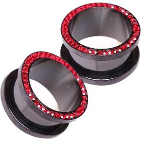 Covet Jewelry Black PVD Plated Multi CZ Screw Fit Tunnel Plug in Saudi Arabia