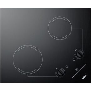 Summit CR2B121 115V 2-Burner 21" Radiant Cooktop For Portrait or Landscape Installation In 20" x 16" Cutouts, Black in Saudi Arabia