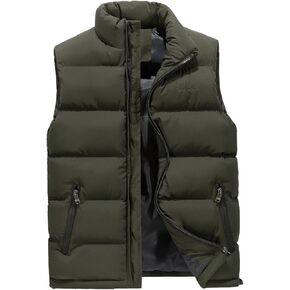 Ymosrh Mens Coats and Jackets Plus Size Autumn/Winter Fashion Solid Colour Warm Down Cotton Zip Vest Winter Jackets in Saudi Arabia