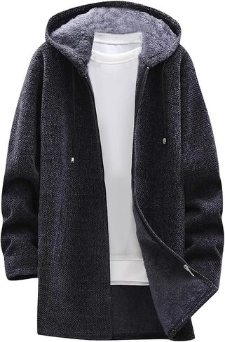 Ymosrh Mens Coats Winter and Men's Fashion Loose Cardigan Warm Lapel Hooded Jacket Sweater Coats Jackets Big Tall in Saudi Arabia
