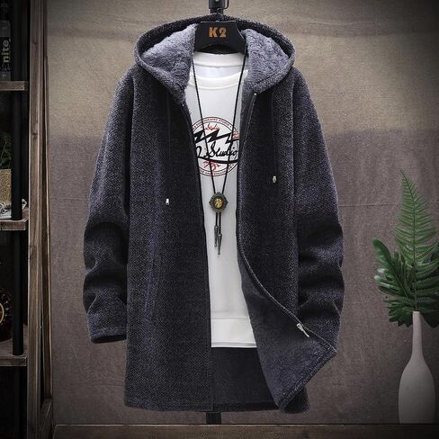 Ymosrh Mens Coats Winter and Men's Fashion Loose Cardigan Warm Lapel Hooded Jacket Sweater Coats Jackets Big Tall in Saudi Arabia
