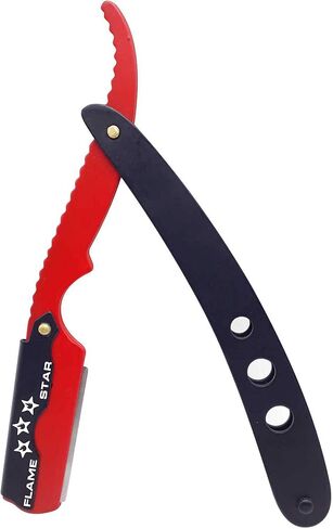 Black and Red Changeable Blade Professional Barber Straight Edge Razor 100% Stainless Steel with Blades By Flame Star in Saudi Arabia