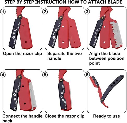 Black and Red Changeable Blade Professional Barber Straight Edge Razor 100% Stainless Steel with Blades By Flame Star in Saudi Arabia