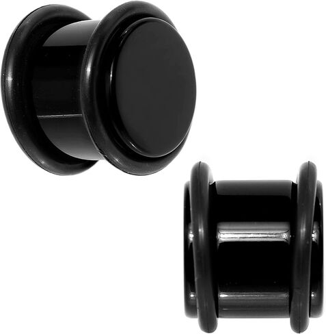 Body Candy Black Acrylic Straight Ear Gauge Plug Pair 13mm in Saudi Arabia
