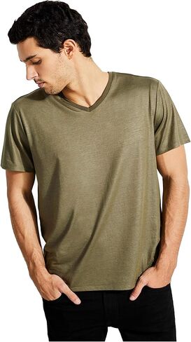 GUESS Men's Short Sleeve V-Neck Mason Yoke Tee in Saudi Arabia