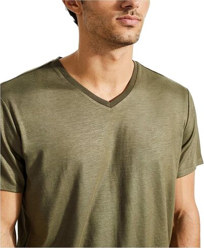 GUESS Men's Short Sleeve V-Neck Mason Yoke Tee in Saudi Arabia
