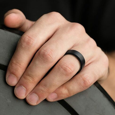 ROQ Silicone Rubber Wedding Ring for Men, Comfort Fit, Men's Wedding Band, Breathable Rubber Engagement Band, Beveled Edge or Duo, Multi Packs, Multi Colors in Saudi Arabia