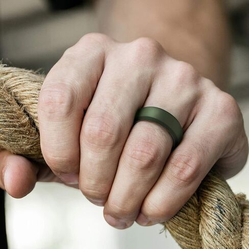 ROQ Silicone Rubber Wedding Ring for Men, Comfort Fit, Men's Wedding Band, Breathable Rubber Engagement Band, Beveled Edge or Duo, Multi Packs, Multi Colors in Saudi Arabia