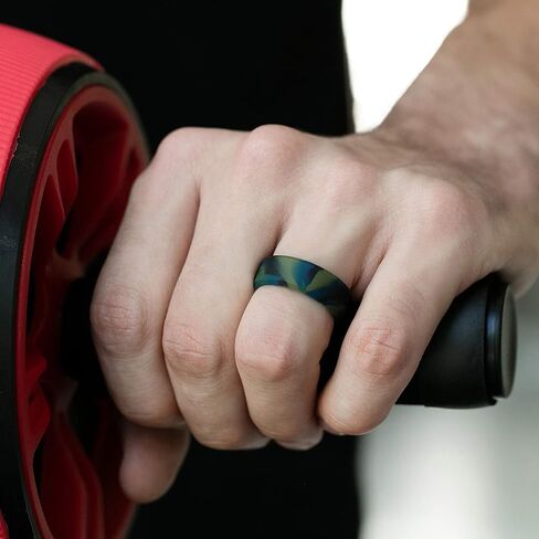 ROQ Silicone Rubber Wedding Ring for Men, Comfort Fit, Men's Wedding Band, Breathable Rubber Engagement Band, Beveled Edge or Duo, Multi Packs, Multi Colors in Saudi Arabia
