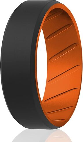 ROQ Silicone Rubber Wedding Ring for Men, Comfort Fit, Men's Wedding Band, Breathable Rubber Engagement Band, Beveled Edge or Duo, Multi Packs, Multi Colors in Saudi Arabia