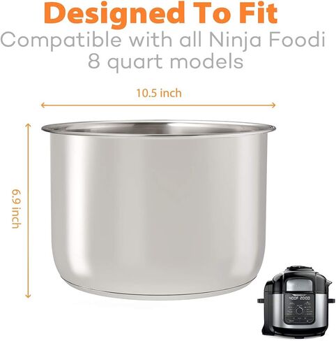 Goldlion Stainless Steel Inner Pot Compatible with Ninja Foodi 6.5 Quart Accessories Replacement Insert Liner in Saudi Arabia