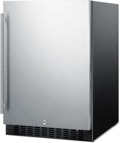Summit SPR627OS Outdoor Built-In Undercounter All-Refrigerator with Glass Shelves and Lock, 24", Stainless Steel/Black in Saudi Arabia